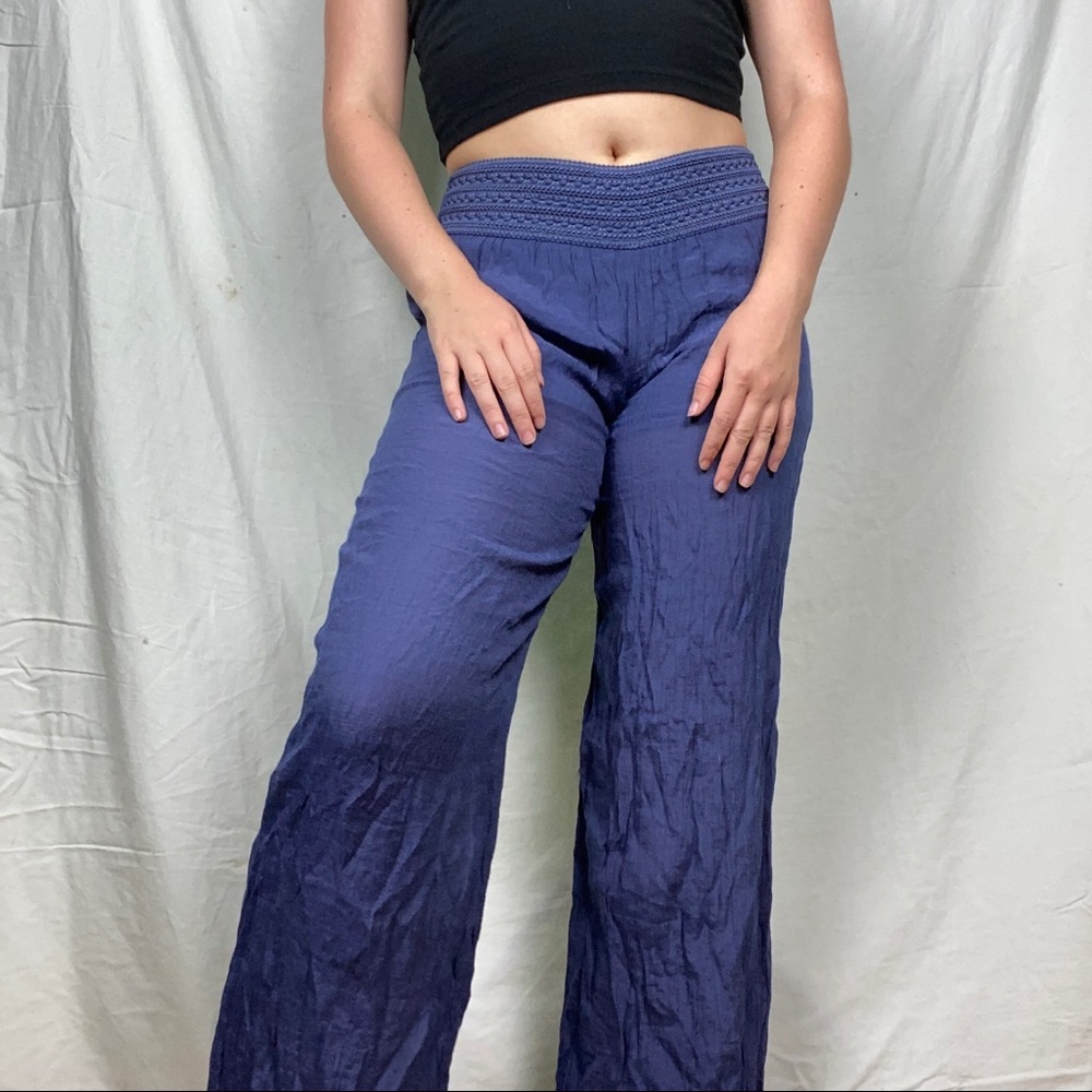 by & by navy blue wide cut pants